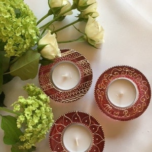 Personalised wedding favours / glass painted wedding tealights / tealight holders