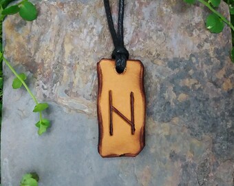 Hagalaz "Destruction & Change" Leather Rune Necklace, Handmade Futhark Viking Rune Pendant