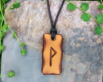 Wunjo "Joy-Happiness" Elder Futhark rune pendant handmade from genuine leather