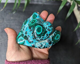 Botryoidal Malachite Chrysocolla polished nodule freeform