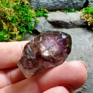 Smoky Amethyst Elestial Scepter, alegator crystal point with Goethite and Lepidocrocite