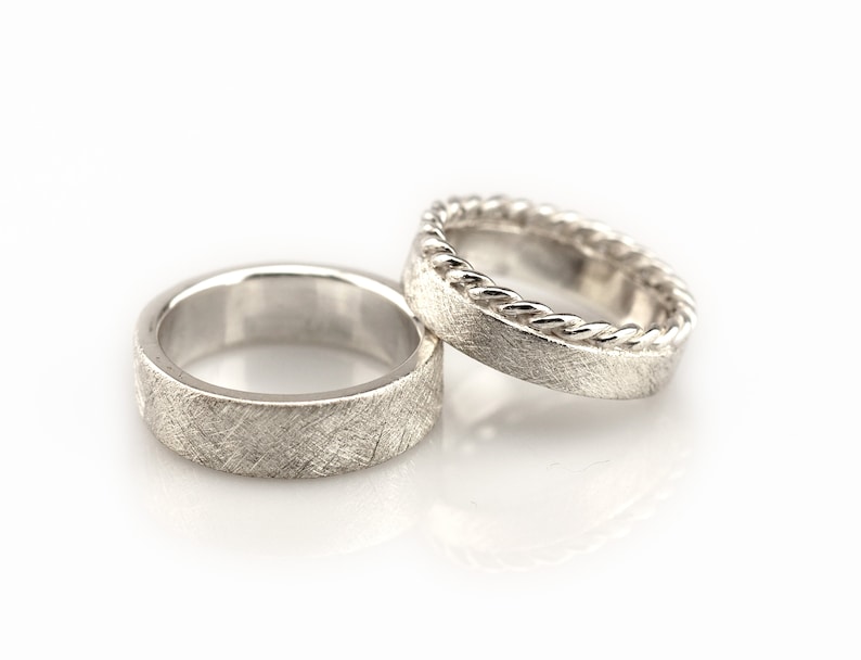Wedding Rings Cord /& Strichmatt Silver Wedding Rings Pair