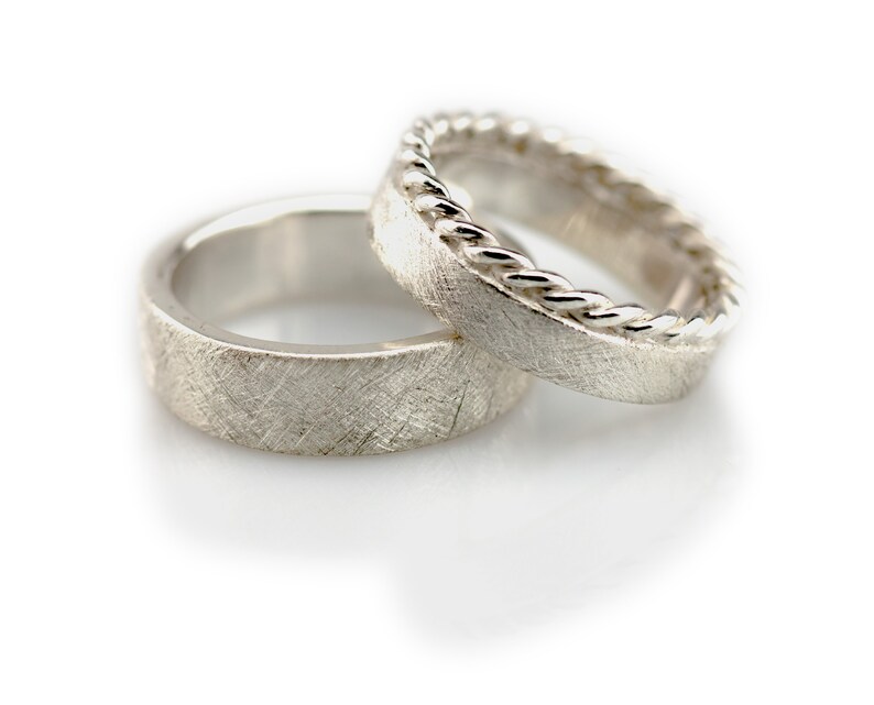 Wedding Rings Cord /& Strichmatt Silver Wedding Rings Pair