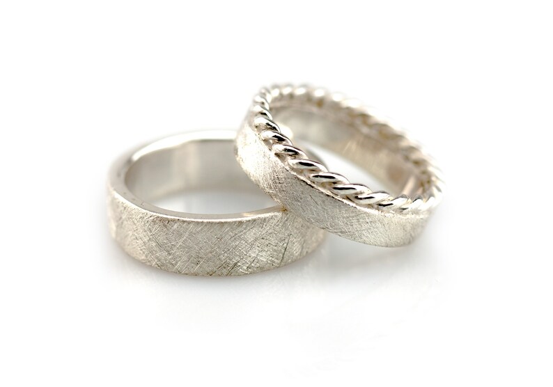 Wedding Rings Cord /& Strichmatt Silver Wedding Rings Pair