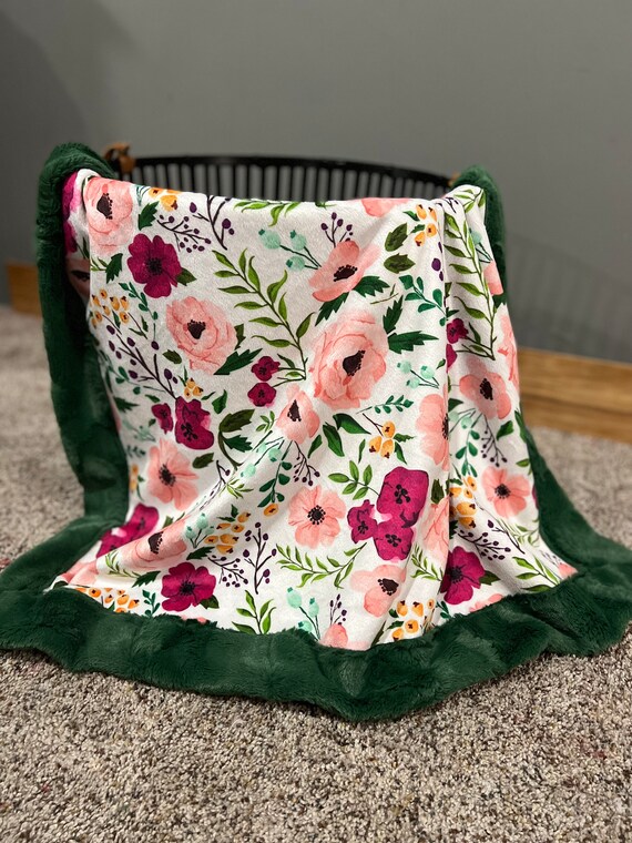 Floral minky blanket deals