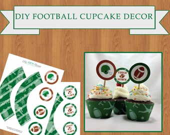 Football Themed Cupcake Wrappers and Toppers