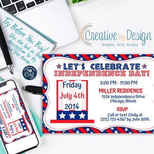 Independence Day Invitation, 4th of July Invitation, Fourth of July Invitation, 4th of July invite, Corjl Invitation image 1