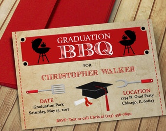 Personalized Graduation Invitation & Announcement| BBQ Graduation Party | Graduation BBQ Party | BBQ Grad Party | Class of 2024 Celebration