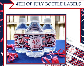 4th of July Water Bottle Labels: Patriotic Party Printables (PDF)