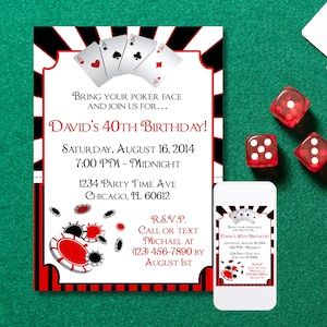 Poker Night Invitation Template, Card Game Night, Gambling Party, Casino Night Invite, Poker Party Invite, Casino Party Invitation, Corjl