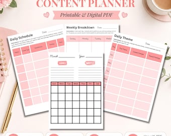 Social Media Content Planner, Small Business Organizer, Digital PDF