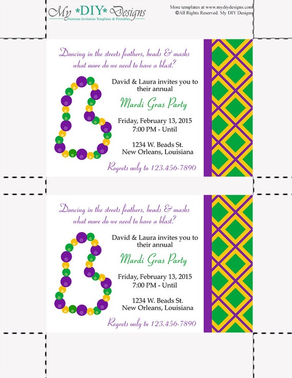 diy do it yourself mardi gras invitation design editable template microsoft word format mardi gras invitations