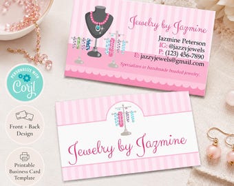 Editable Jewelry Business Card Template, DIY Printable Card (Instant Download)