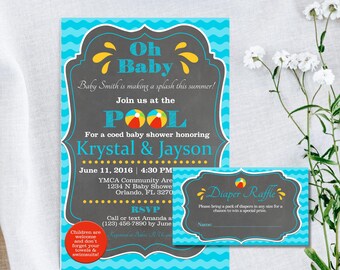 Pool Baby Shower Invitation: Summer Beach Theme (Corjl Template)