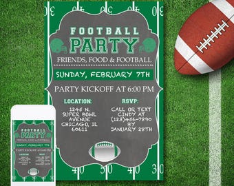 Chalkboard Football Party Invitation (Digital Invite)
