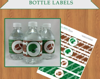 Football Water Bottle Labels: Party Favors (PDF)