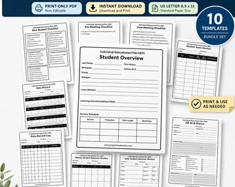 Pakiet do druku IEP, szablony segregatorów dla edukacji specjalnej, listy kontrolne spotkań (do pobrania w formacie PDF)