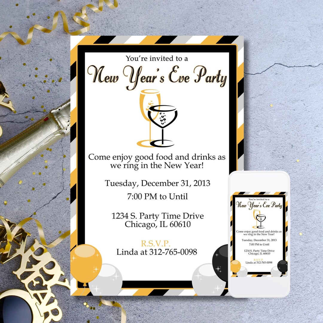 New Year's Eve Party Invitation: Editable NYE Template (digital) - Etsy