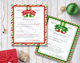 Christmas Elf Naughty Nice Cards, Printable Elf Notes (PDF)
