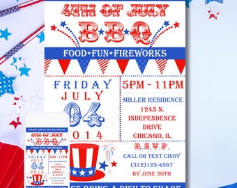 Vintage 4th of July BBQ Invitation: Corjl Editable Template
