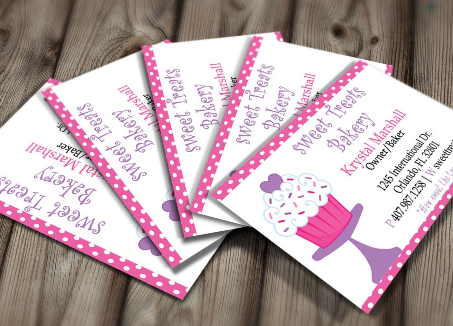 DIY Do It Yourself Polka Dot Bakery Business Card Design Etsy