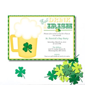 DIY Eat, Drink and Be Irish Invitation Design, St Patricks Party Invitation, St Paddys Day Party Invite, Editable Template, Corjl Invitation