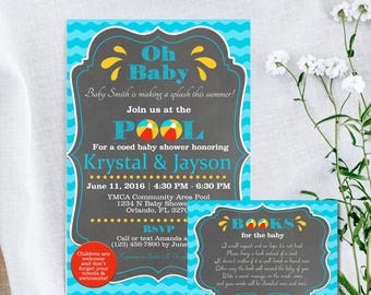 Pool Baby Shower Invitation: Beach Theme, Book Card (Corjl Template)