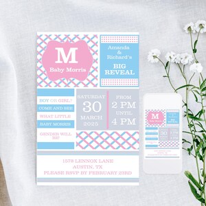 Gender Reveal Invitation, Gender Reveal Party, Gender Reveal Celebration, Gender Reveal Invite, Gender Reveal Printable, Gender Reveal Card