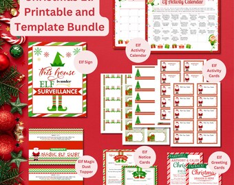 Christmas Elf Printable Bundle: Activity Calendar, Cards, Sign (PDF/Word)