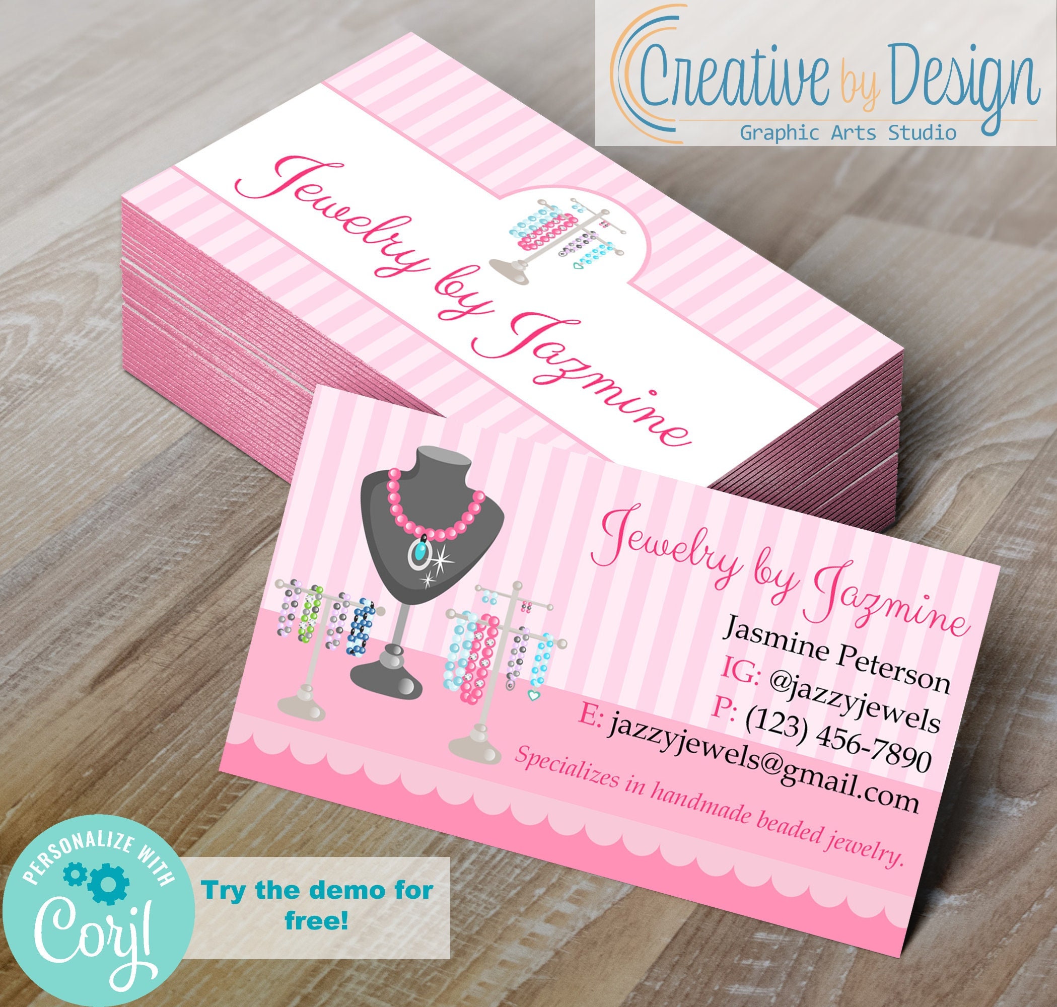 Jewelry Making Business Card Jewelry Business Card DIY Do It Yourself Jewelry Business Card Beads Business Card Jewelry Card Corjl