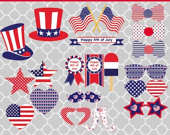 4th of July Photo Booth Props: 20 Printable Designs (PDF)