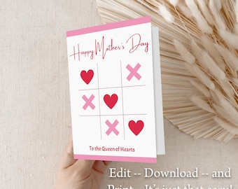 Editable Mother's Day Tic Tac Toe Card (Digital Download)