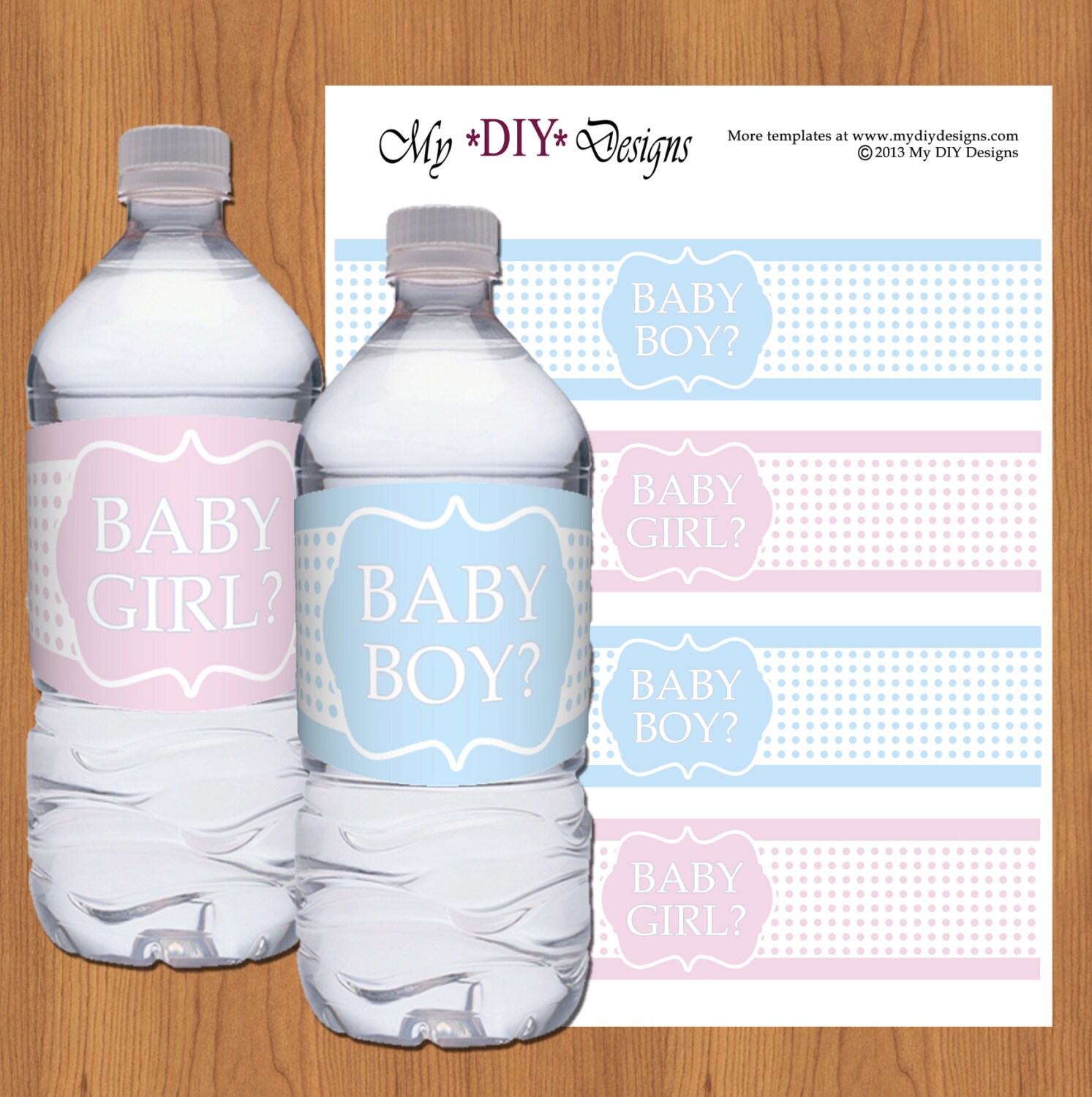 Gender Reveal Bottle Labels DIY Templates by My DIY Designs - Etsy