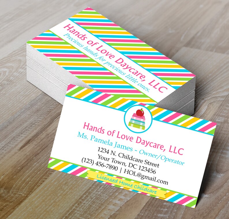 DIY doityourself Childcare Business Card Daycare Etsy