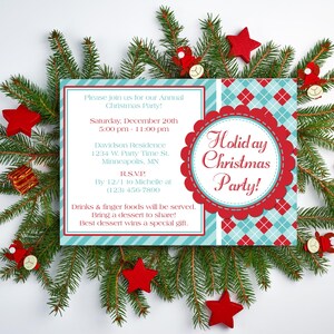 Christmas Party Invitation, Holiday Party Invitation, Holiday Dinner Party, Christmas Card, Xmas Party, Xmas dinner invite, Corjl invitation