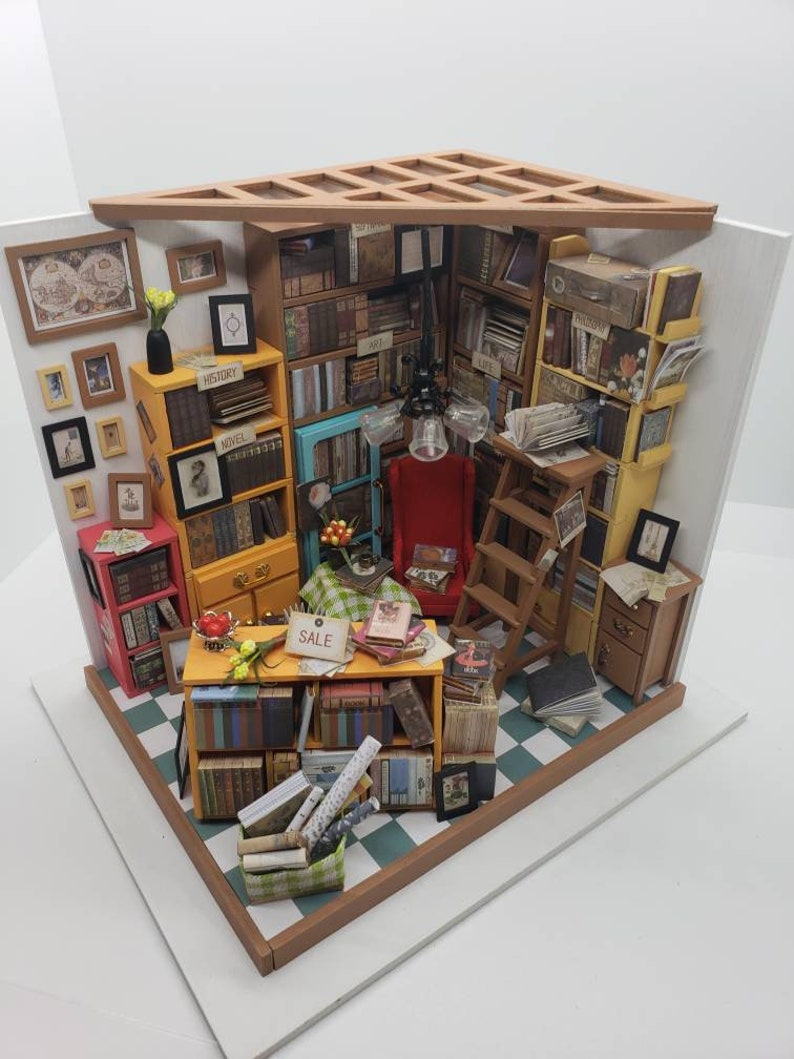 Dollhouse Library Completed Miniature Bookend Decor Etsy