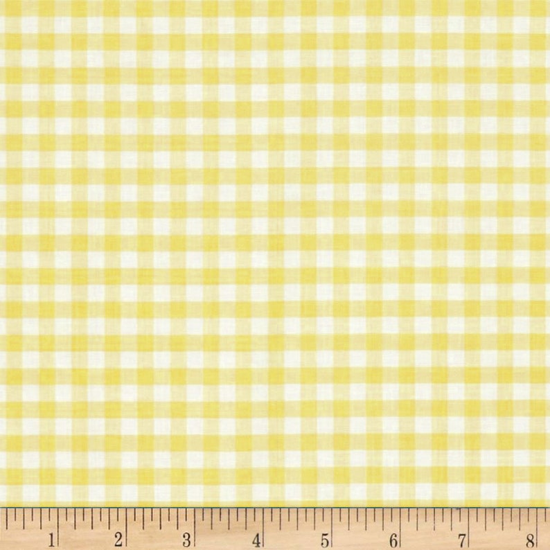 Yellow Gingham Fabric Etsy