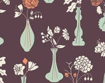 Vintage Vases Eggplant Fabric