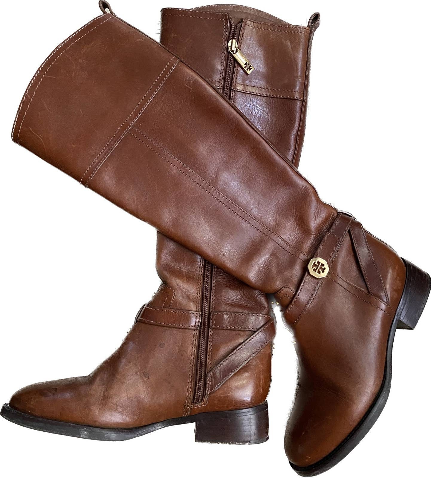 Chanel Logo Brown Leather Knee High Boots – Vintage by Misty
