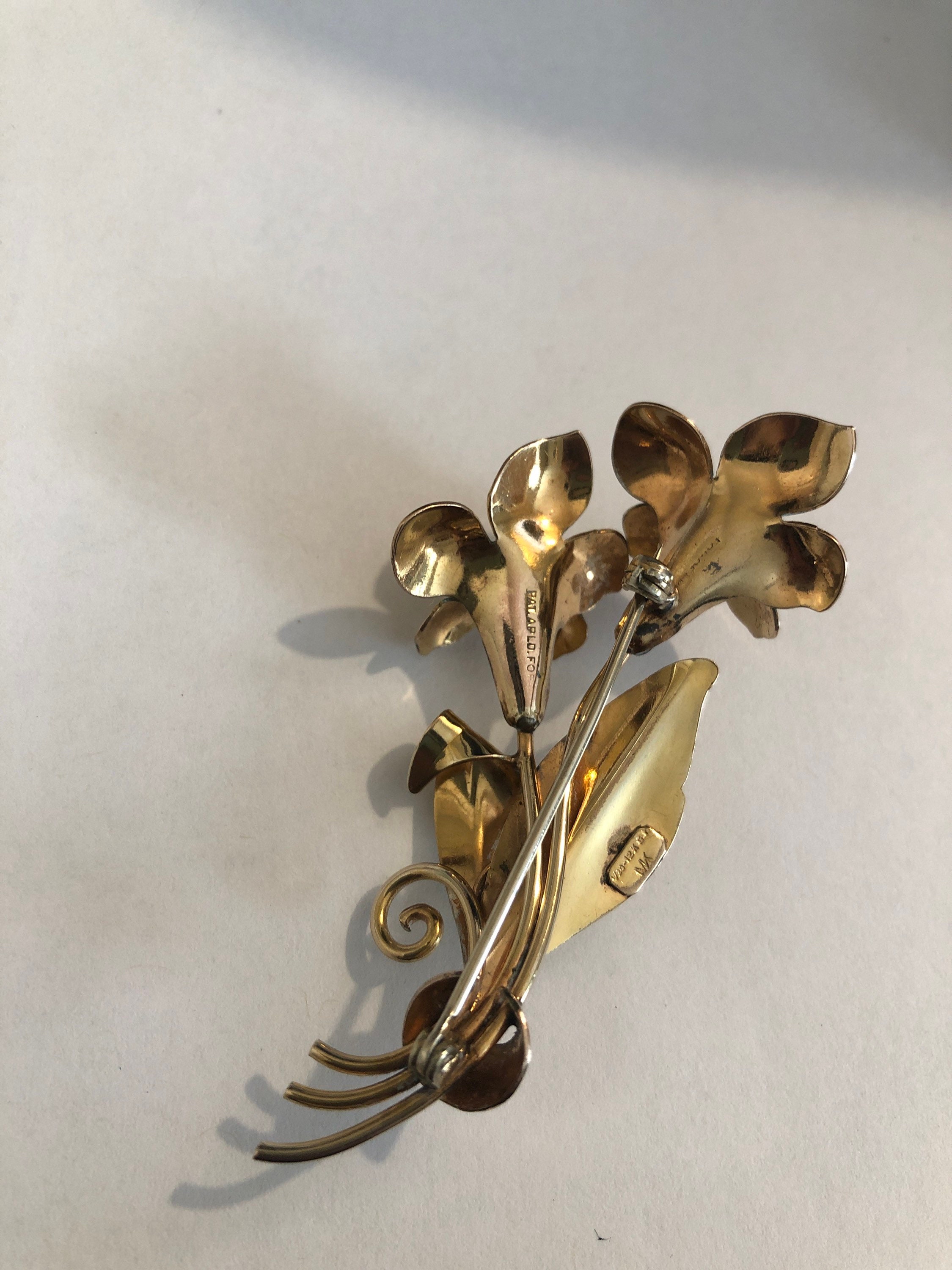 Vintage GF Brooch Signed MK Pin 1/20 12K Gold Filled Flowers - Etsy