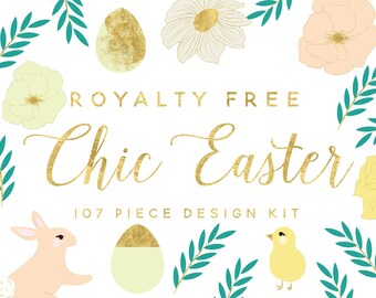 floral clipart-Easter clipart-Easter egg clipart-bunny clipart-chick clipart-royalty free-scrapbooking-PNG-digital download-pastel clipart