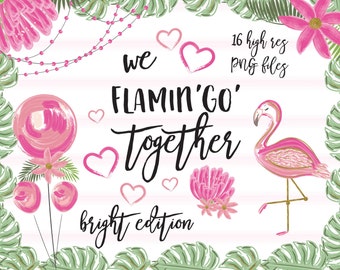 valentine's day clipart-valentine-flamingo clipart-love clipart-tropical clipart-royalty free clipart-download