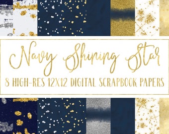 star digital paper-navy digital paper-gold digital paper-silver digital paper-celestial digital paper-glitter digital paper-royalty free