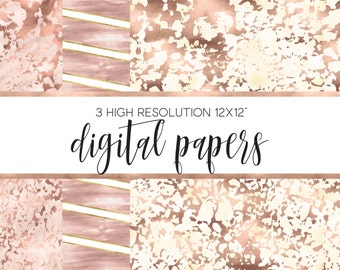 Digital paper-digital download-mercury glass digital paper-striped digital paper-royalty free-pink digital paper-rose gold digital paper
