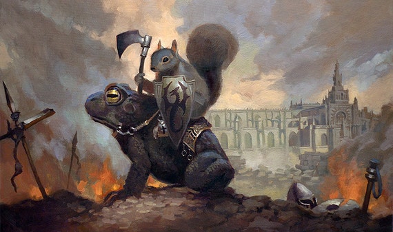 MTG Magic Art by Clint Cearley Squirrel Riding Frog Playmat