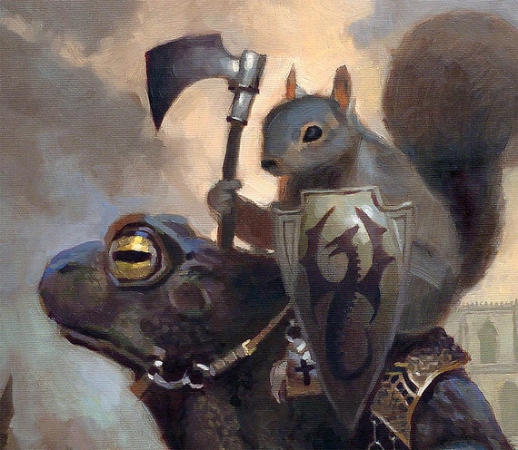 MTG Magic Art by Clint Cearley Squirrel Riding Frog Playmat