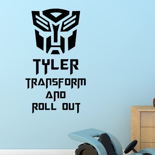 Transformers, Autobots, benutzerdefinierter Name, personalisierter Namensaufkleber, Decoticon, Aufkleber, Vinyl, Aufkleber, Wandkunst, Schlafzimmer, Kinderzimmer, Kinderdekor