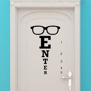 Snellen Eye Chart, Glass Door Sign, Glasses, Frames, Wall Decal, Optometrist Artwork, Doctor&#39;s Office, Vinyl Sticker, Wall Art, Home Decor