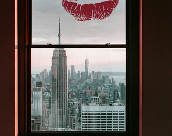 Lips Wall Decal, Kiss Mark Sticker, Glam Decor, Lipstick Art, Pucker Up Design, Kissing Booth Sign, Valentine's Day