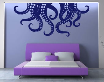 Tentacles Decal, Octopus Arms Decor, Aquarium Sticker, Tentacle Wall Art, Headboard Decals, Ocean Themed Decor